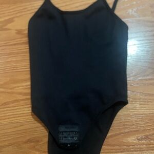 SHEIN Black Bodysuit with Scoop Neckline and Matte Finish